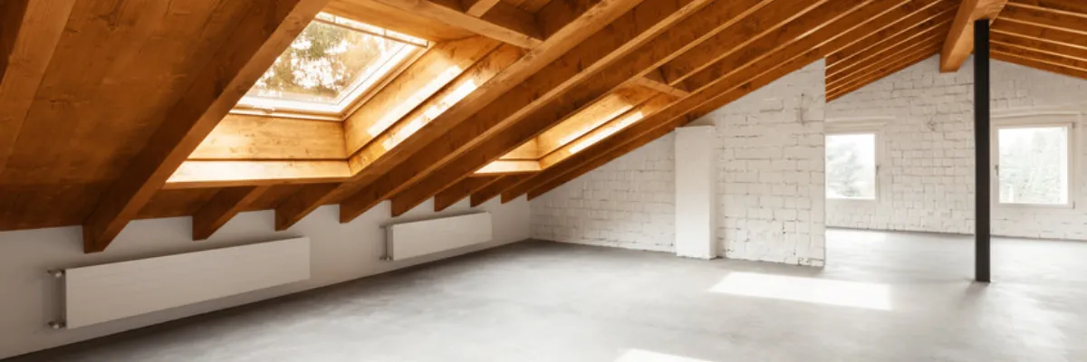 A partly completed loft conversion, with a white interior.