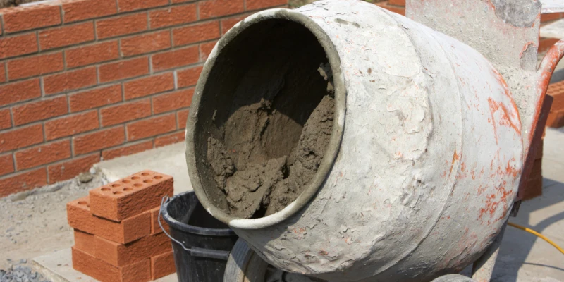 How Long Does Cement Take to Dry? Factors and Timelines Article Image 2 A cement mixer filled with cement being mixed.
