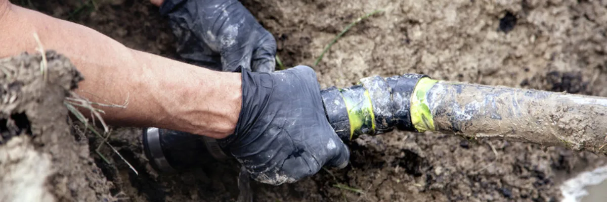 A leak technician handling an underground pipe.