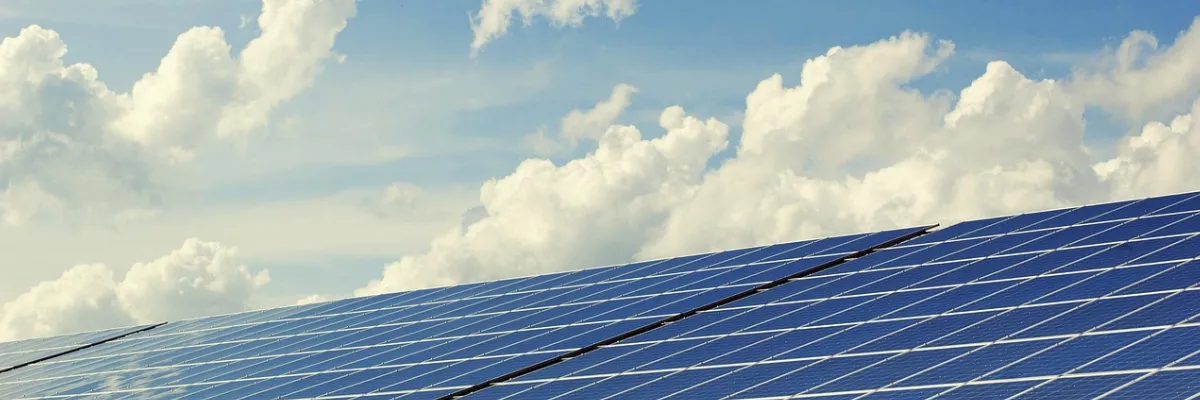 A close up of solar roof panels.