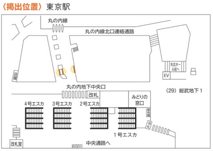 JR東京駅丸の内線連絡通路ダブルビッグシート広告MAP