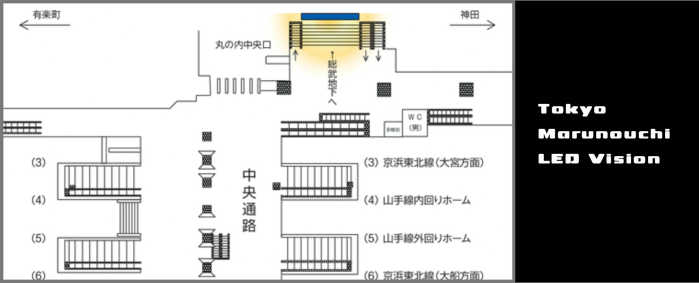 東京駅丸の内大型LEDビジョンMAP