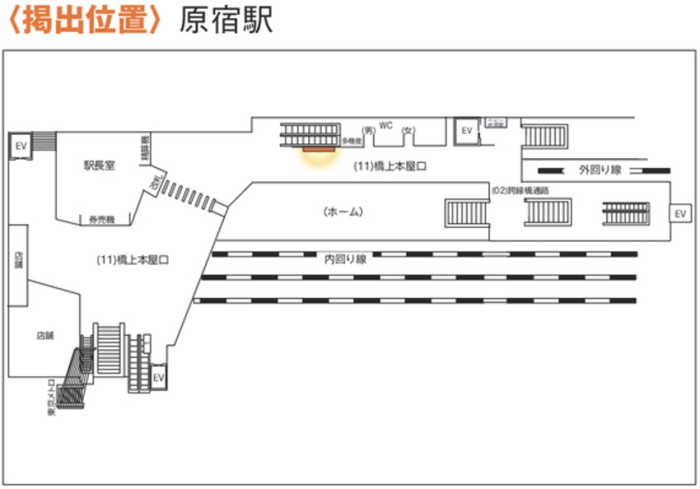 JR原宿駅改札内腰壁シート広告MAP