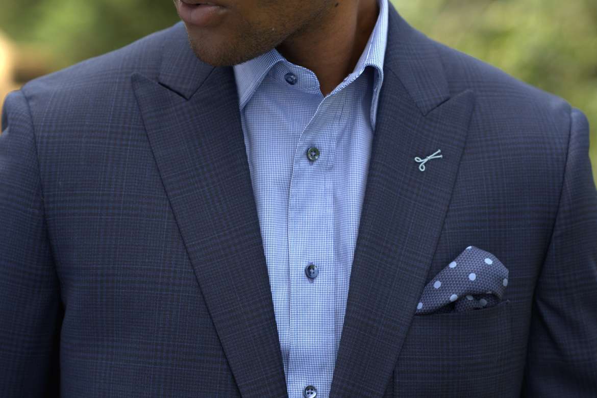 checkered dress shirt with suit The Melrose Multi Check Shirt in Navy Gingham