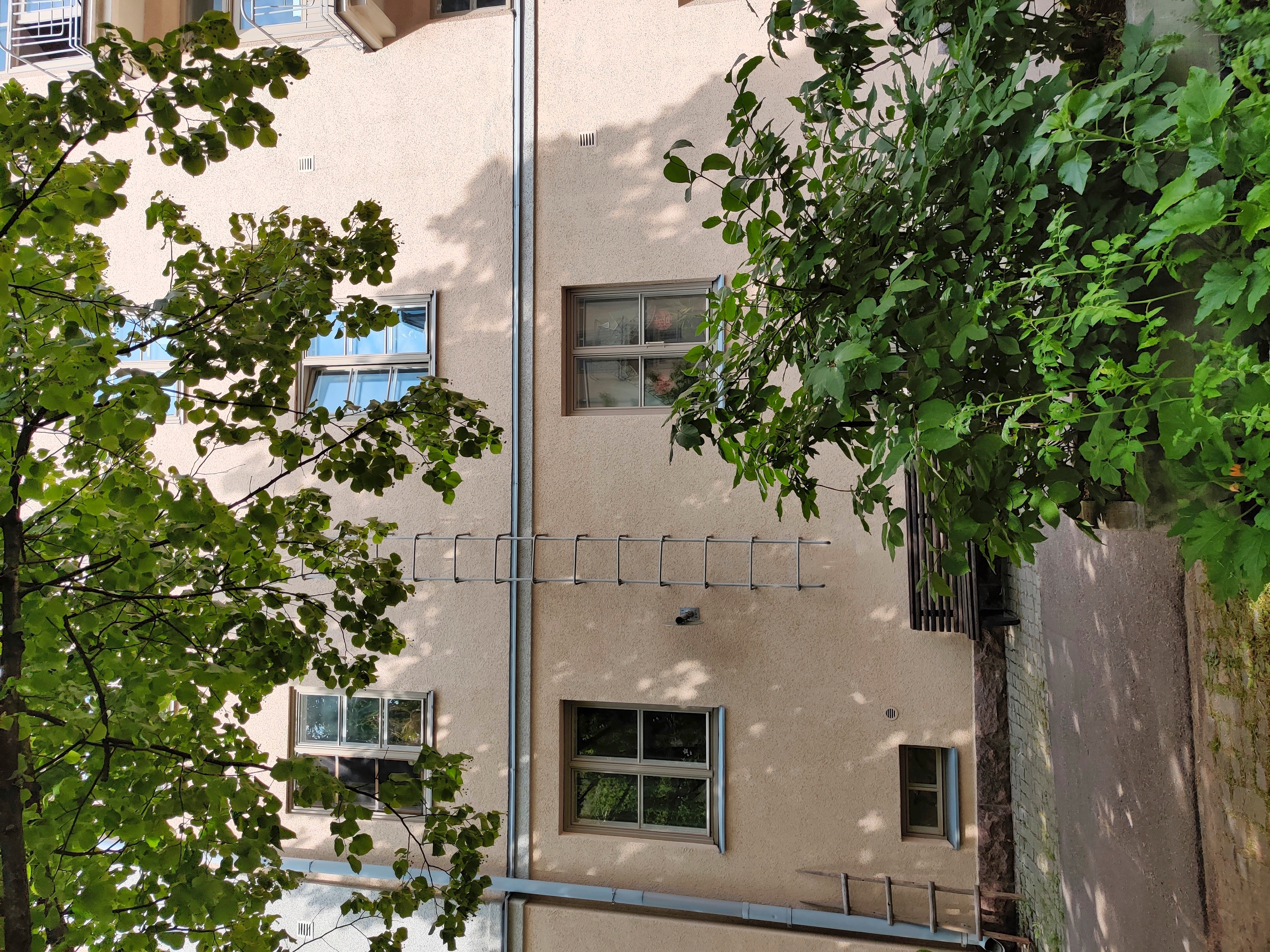 Kerrostalo kesäisessä Helsingissä.