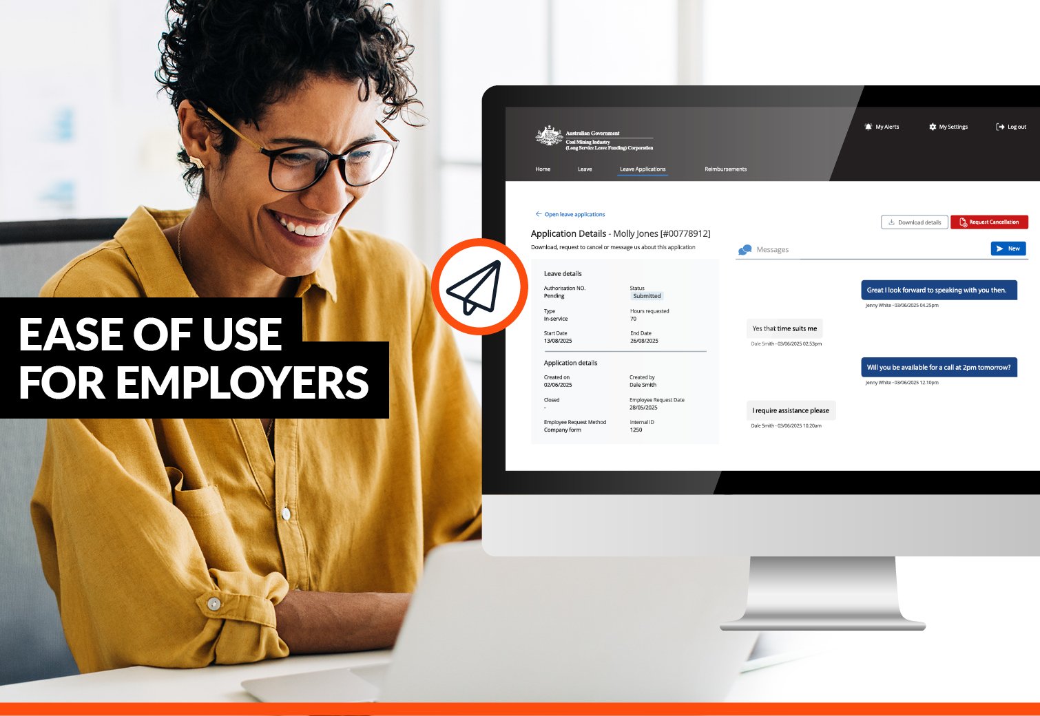 An employer updates details as part of the new digital leave application process.