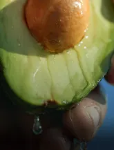 Sliced avocado with seed in the middle