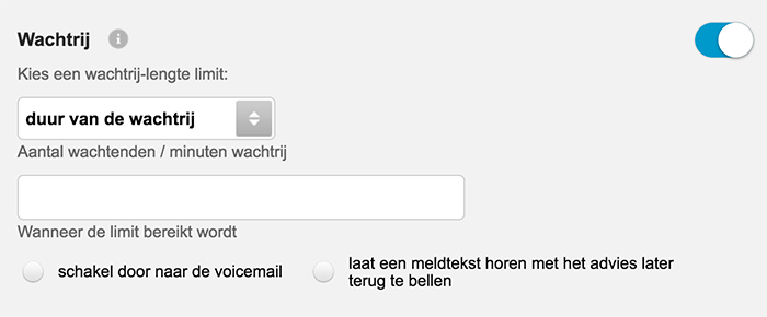 support wachtrij-instellingen