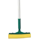 yellow sponge mop with green and white handle