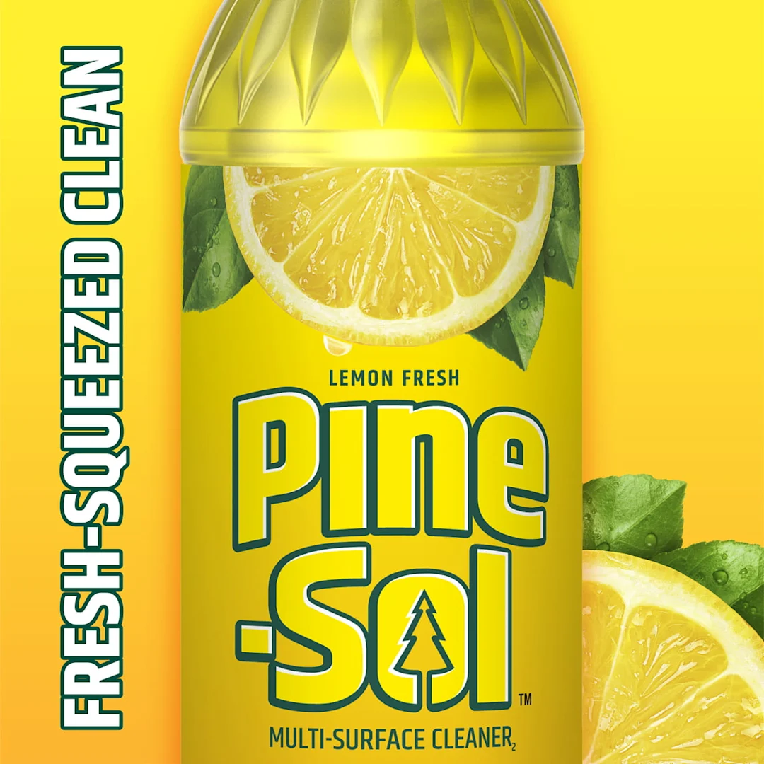The words Fresh-Squeezed Clean on an yellow background with lemons at the edges