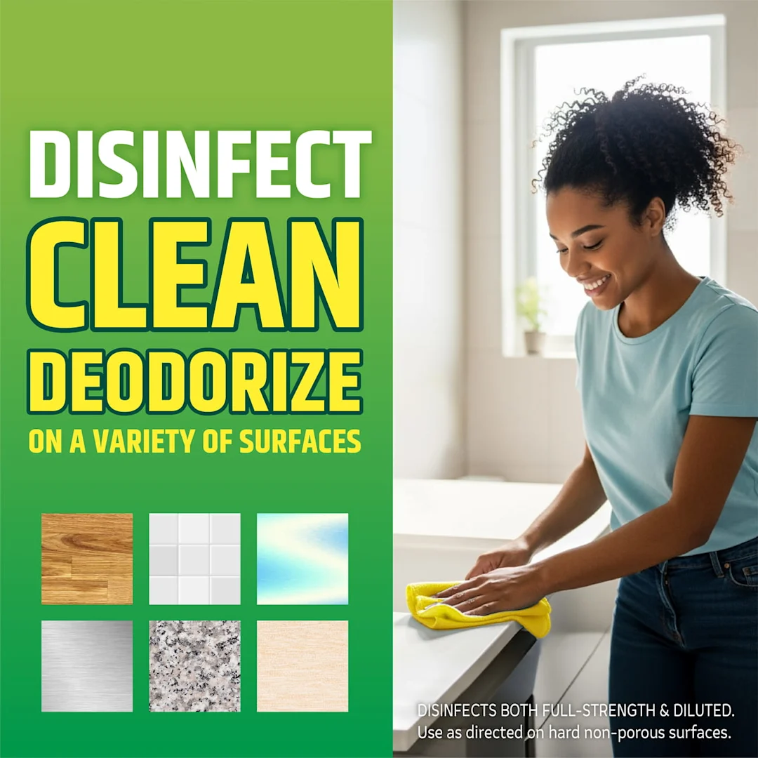 Disinfect Clean Deodorize on a variety of surfaces