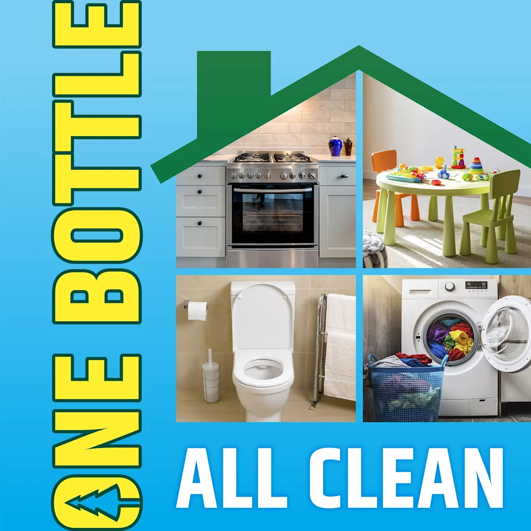 One Bottle All Clean and a house with 4 surfaces
