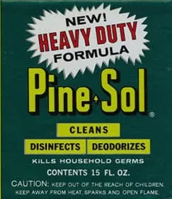 Etiqueta vintage Pine-Sol de 1969, nueva fórmula resistente.