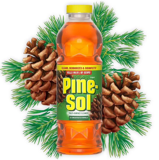 Botella de limpiador multisuperficies Pine-Sol Original con piñas de fondo, elimina el 99,9% de los gérmenes.