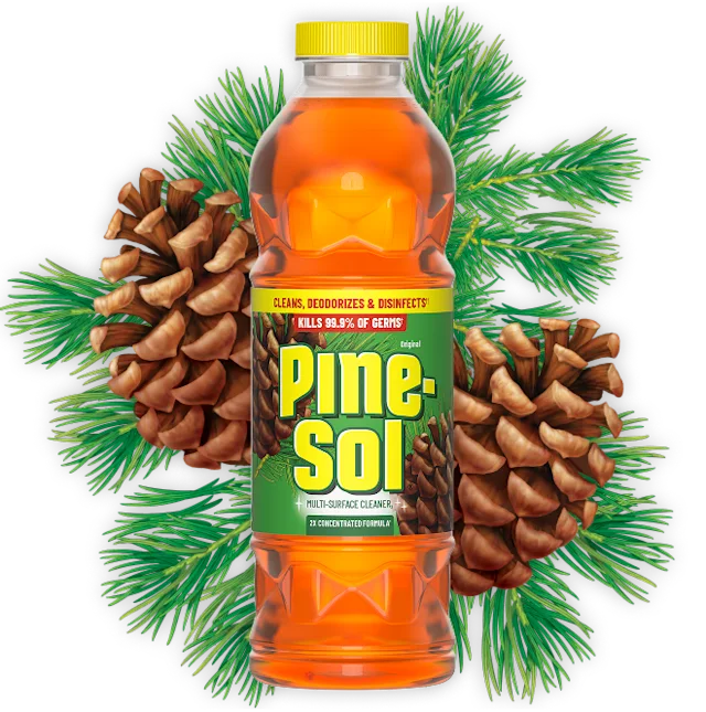 Botella de limpiador multisuperficies Pine-Sol Original con piñas de fondo, elimina el 99,9% de los gérmenes.