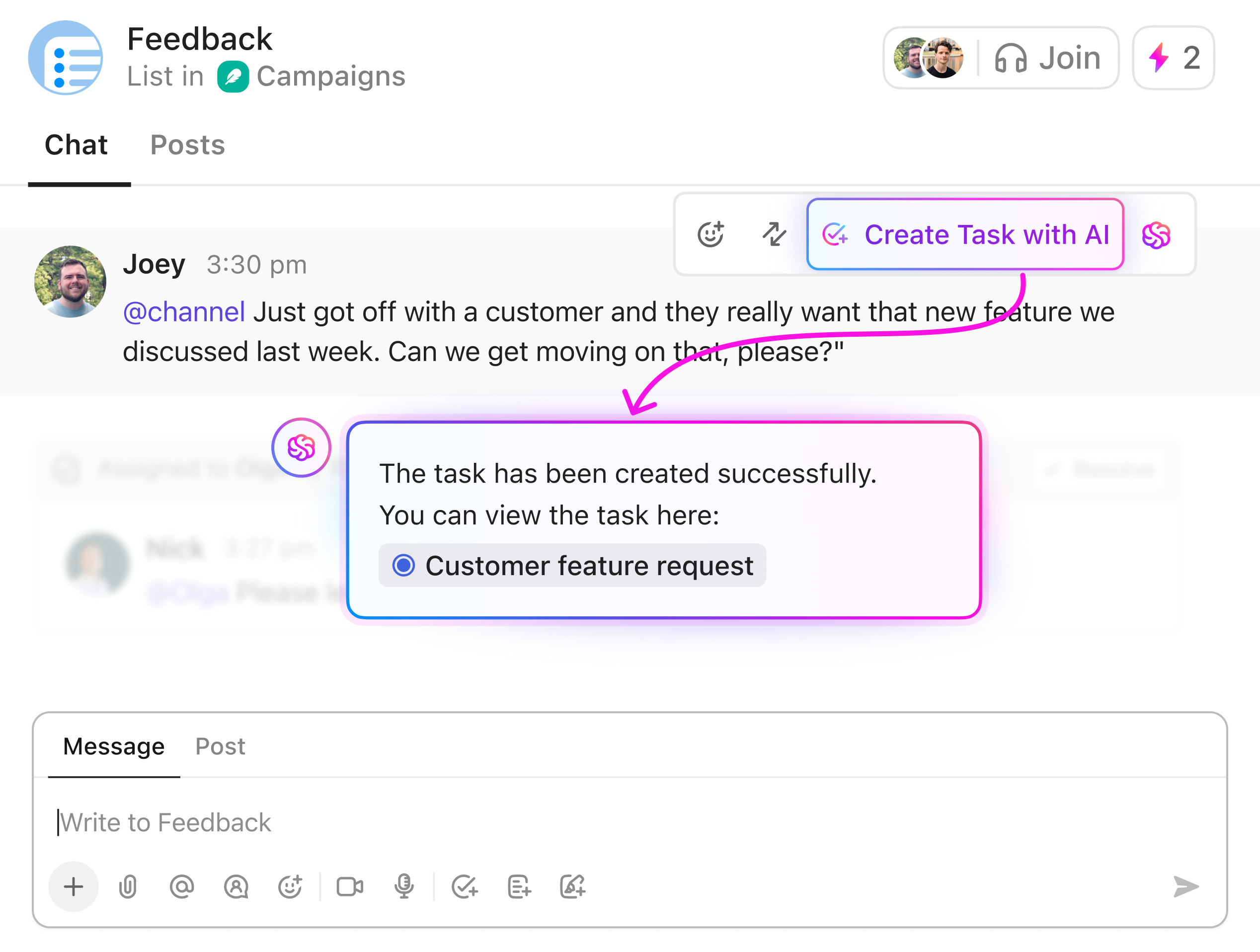 Chat - Create Task With AI