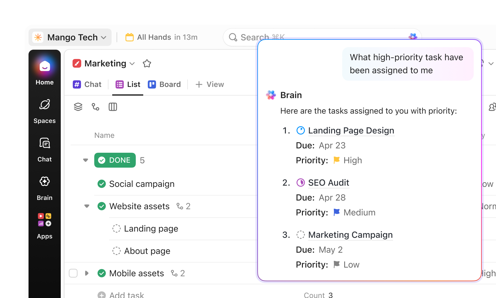 AI ask list questions