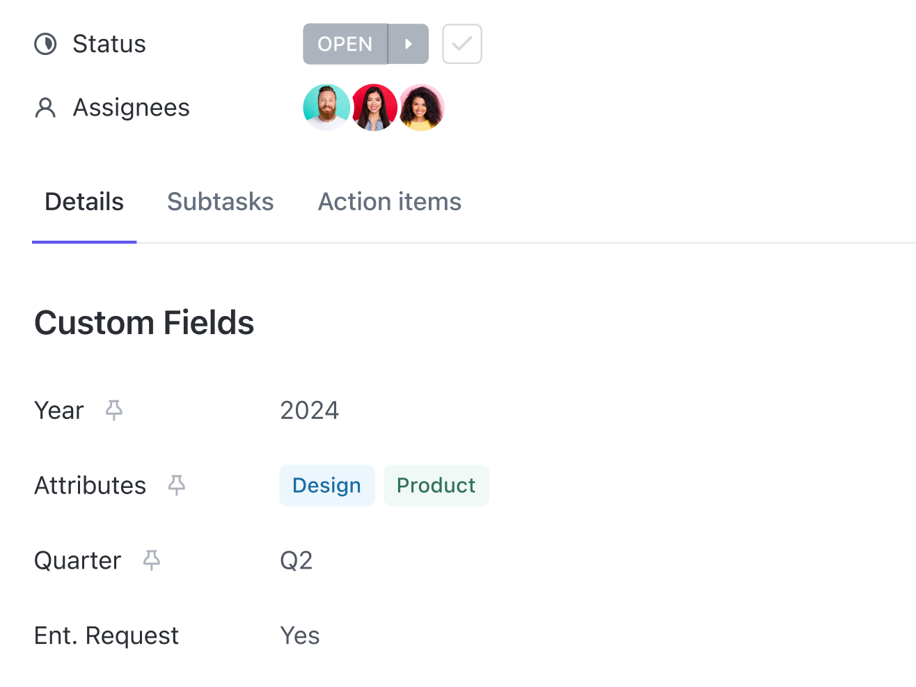 Custom statuses and fields with arrow