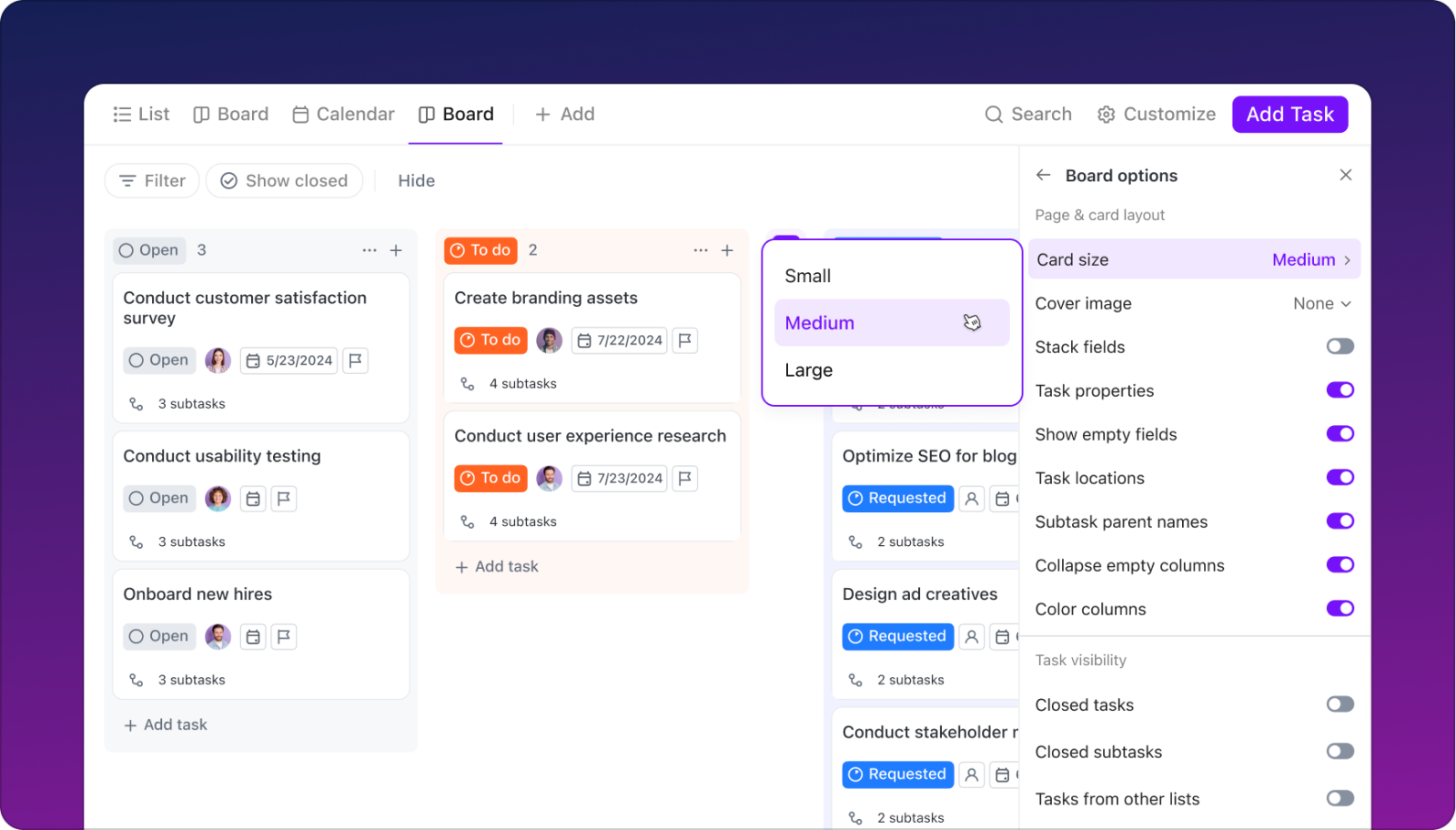 Streamline workflows with Board view