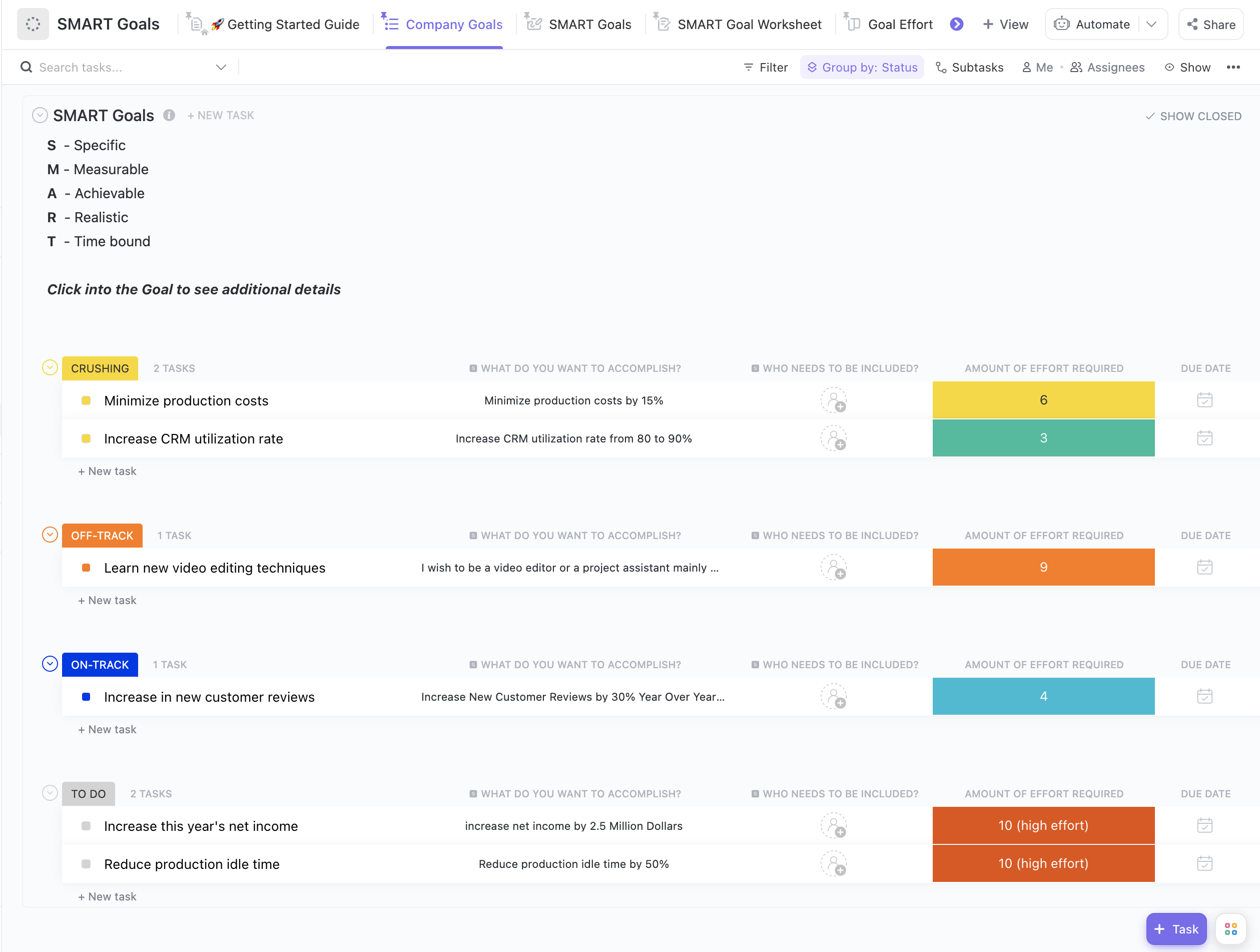 smart goals template