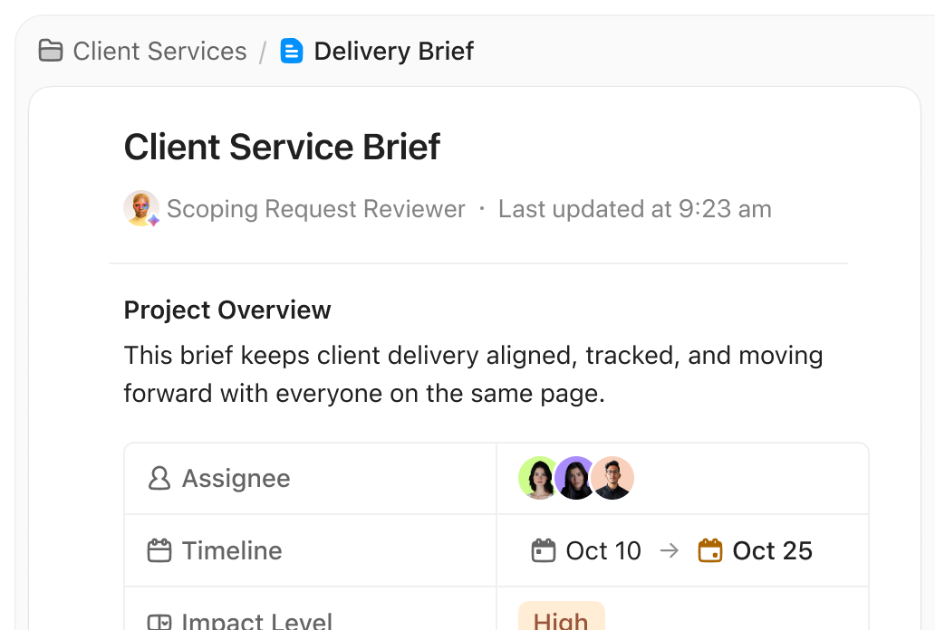 Client Services - Brief