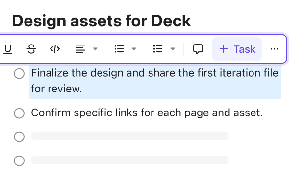 Tasks from docs