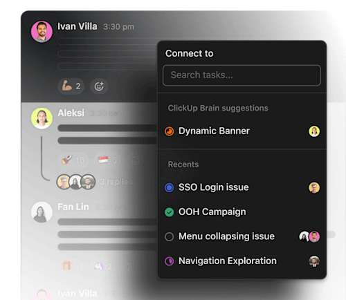 link tasks and messages