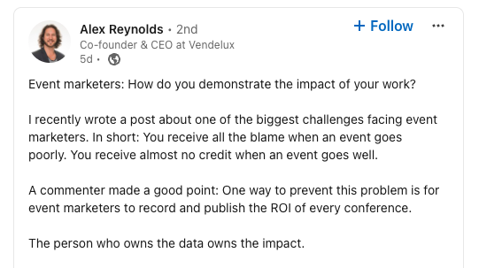 Alex Reynolds LinkedIn Quote