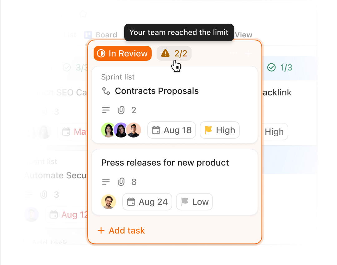 Set limits on each stage