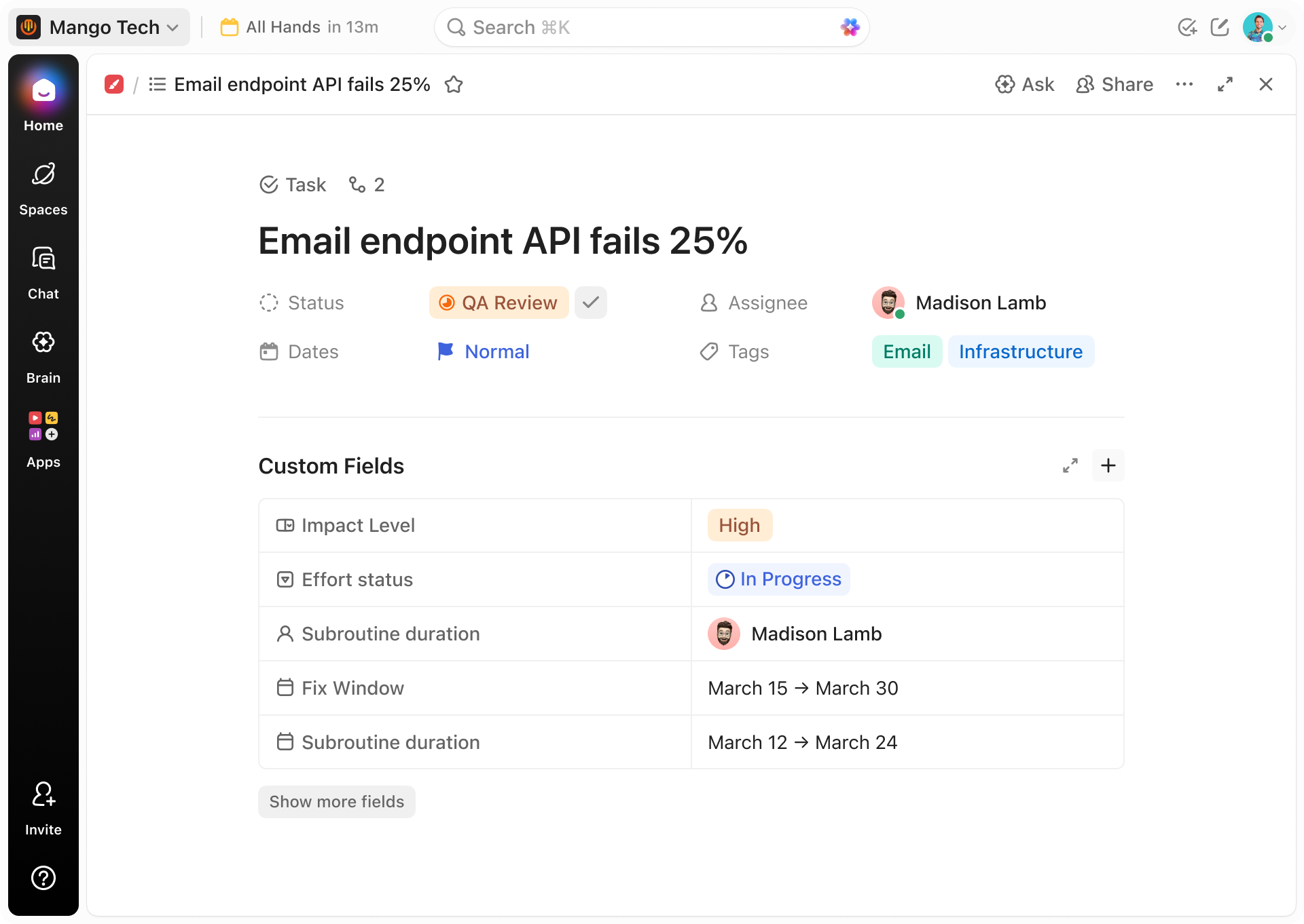 4.0 task view with Custom Fields