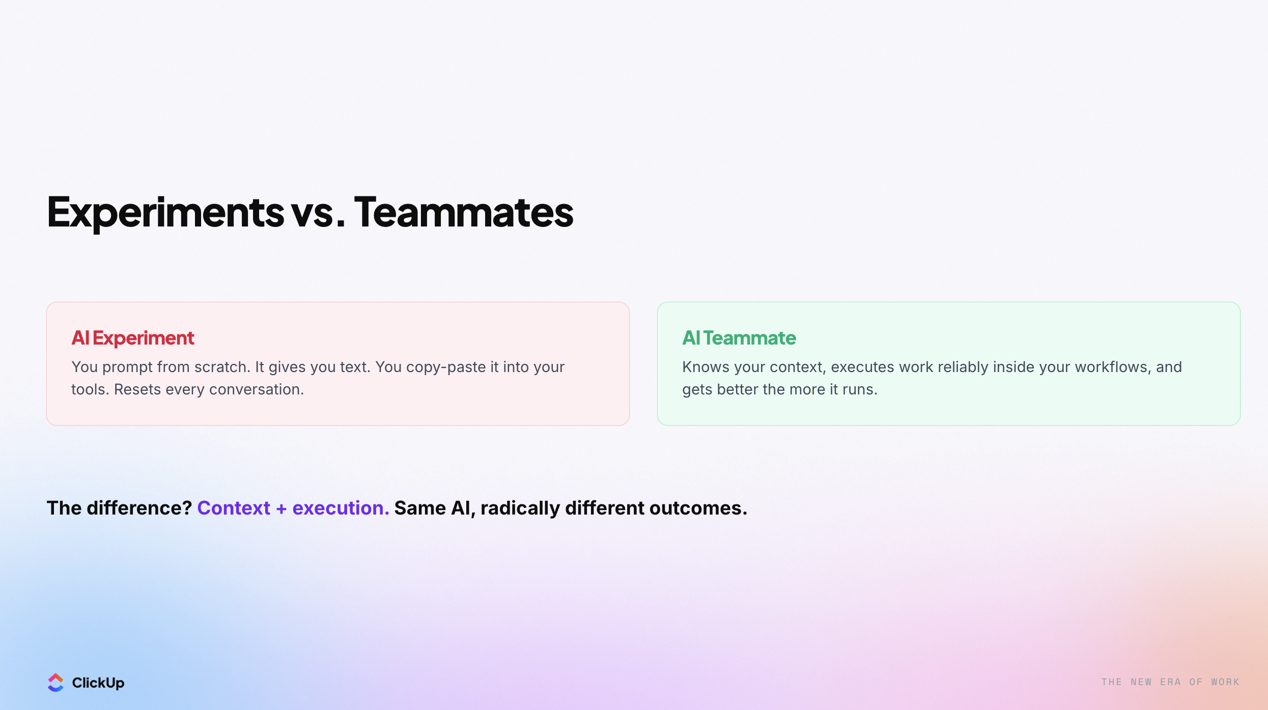 experiment vs teammate