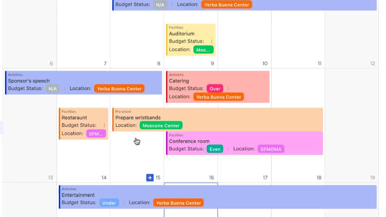 Calendar View Event Planning