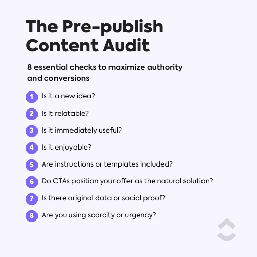 The Pre-publish Content Audit Checklist Graphic