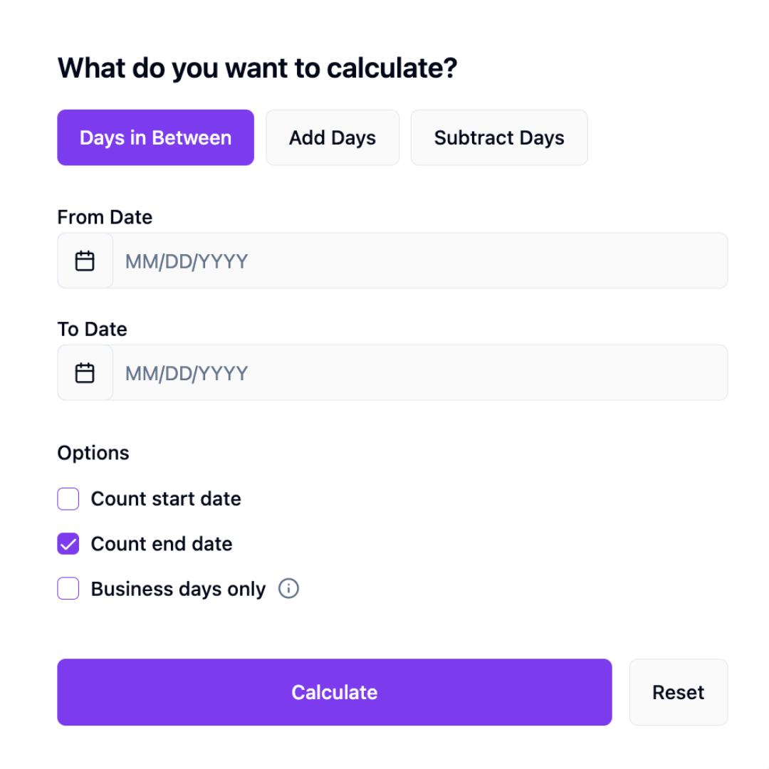 Business days calculator