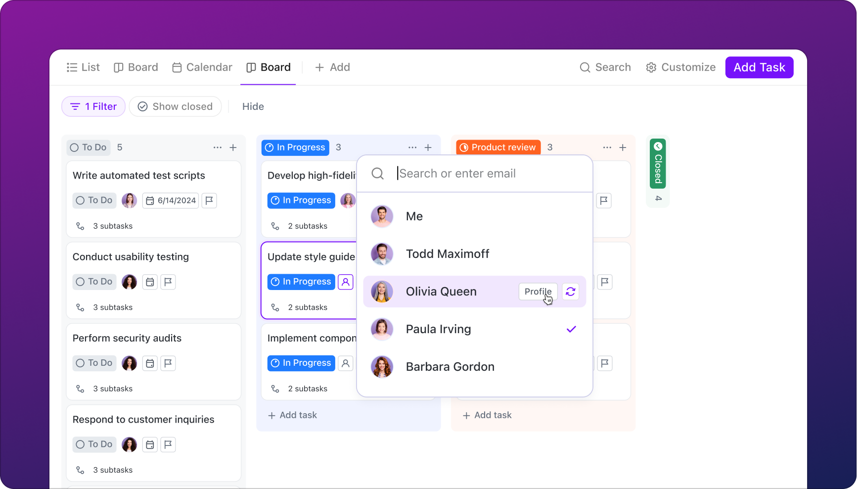 Real-time collaboration on tasks