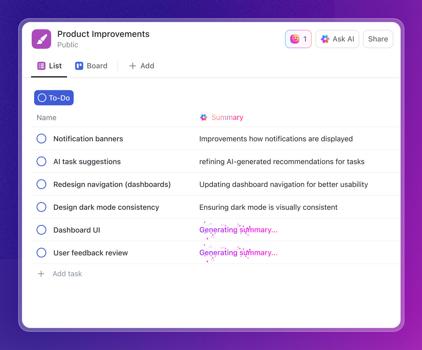 Updating Tasks with AI Fields