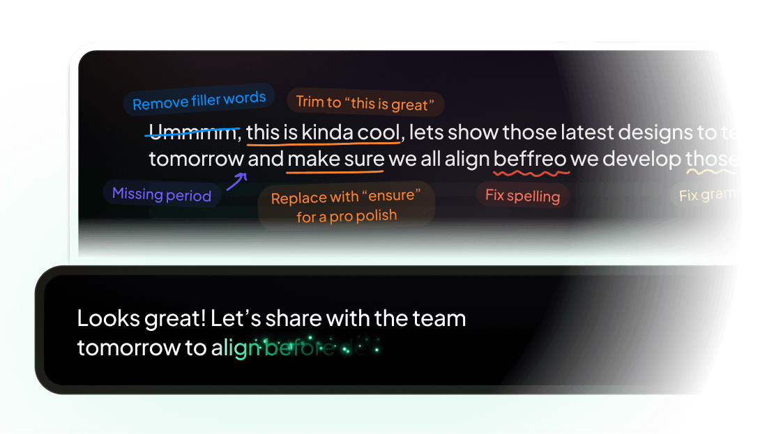 Brain Wave screenshot showing recorded voice to text with AI correction