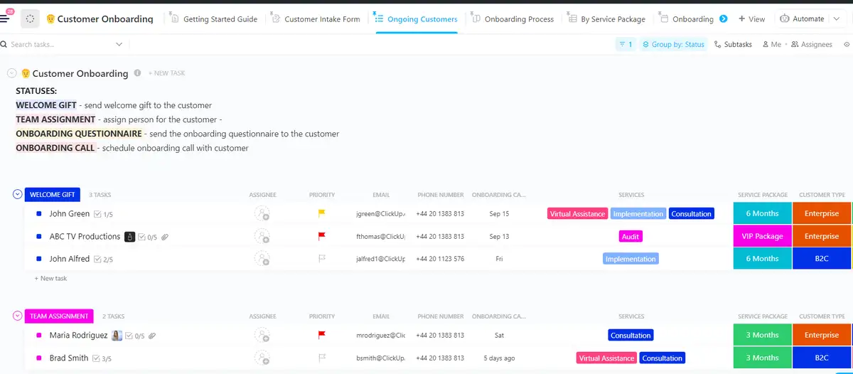 clickup customer-onboarding template