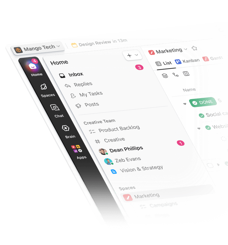 ClickUp interface showcase