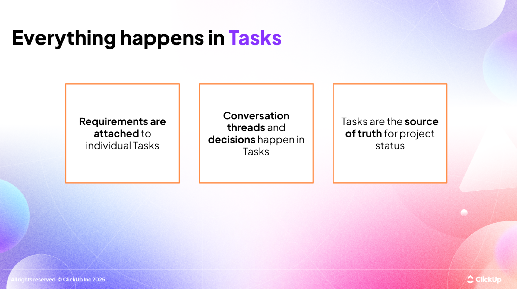 Everything happens in Tasks