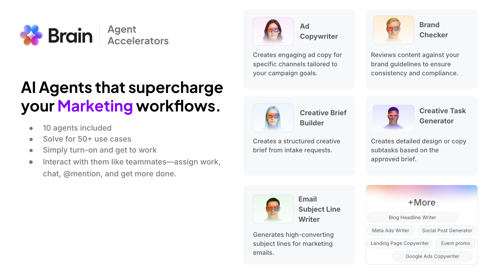 AI Agents that supercharge your Marketing workflows. 