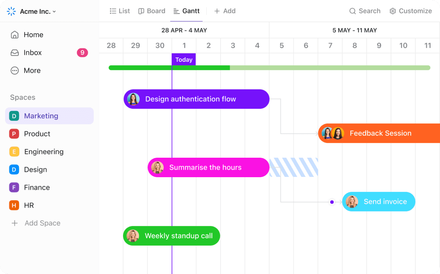 ClickUp Gantt Chart View