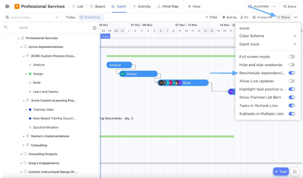 Reschedule-dependencies-to-visualize-the-impact-of-due-date-changes-on-tasks-within-the-Gantt-view-in-ClickUp