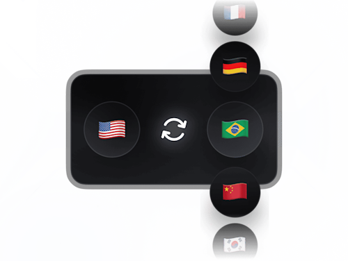 Global voice illustration showing multiple language flags and translation capabilities