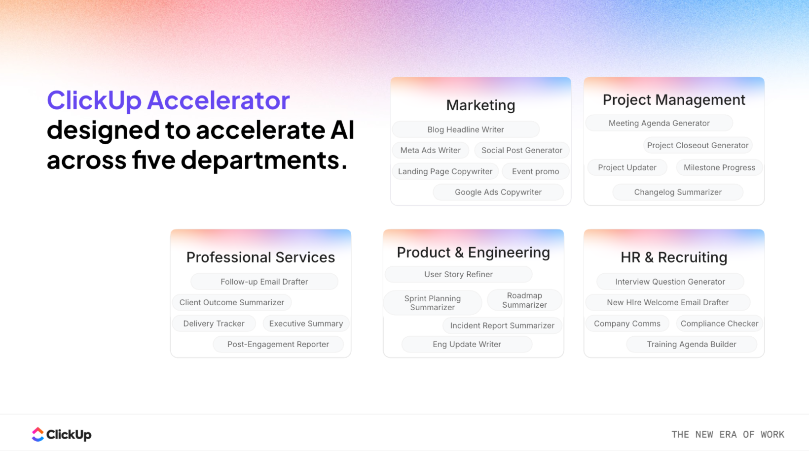 ClickUp Accelerator Five Departments