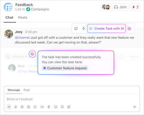 Chats buried in conversations