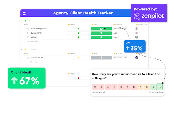 Agency Health Tracker Template from ZenPilot | ClickUp™