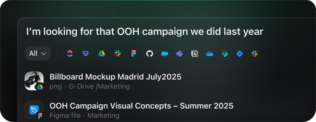 Search across all your apps interface