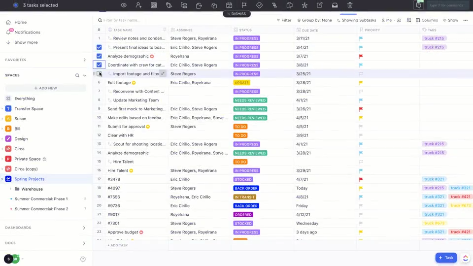 Visual data like a spreadsheet.