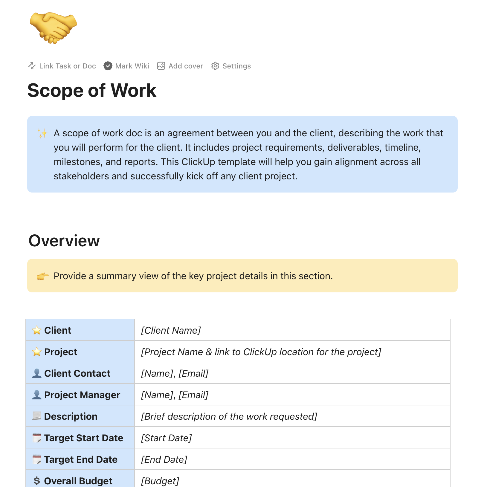 Scope of work template